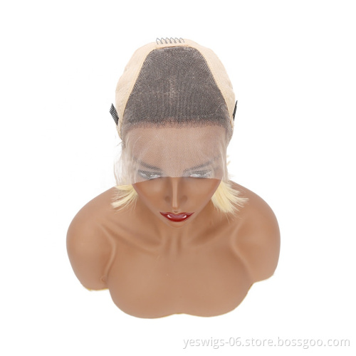 Factory Wig Vendors Bob Style 10A Unprocessed Mink Brazilian Human Hair Ombre Short Bob Cut Wig 1b 613 Blonde Lace Frontal Wig